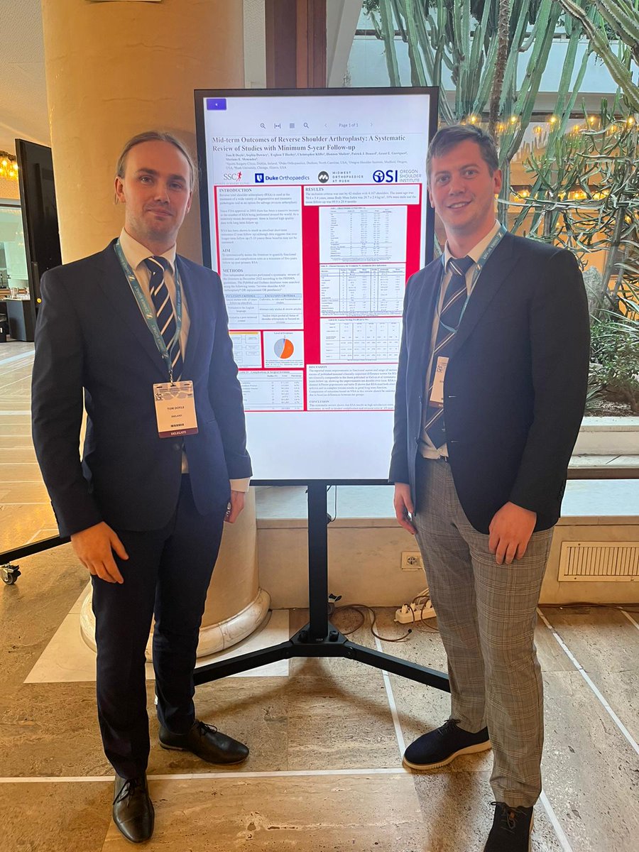 TOM_R_DOYLE's tweet photo. Great to present my master's thesis on reverse shoulder arthroplasty at #icses2023 in Rome as well as other work from our Santry group and international collaborations @martindaveymd @eoghanthurley @Shoulderdoc007 @SSCSantry https://t.co/izCx82FiAw