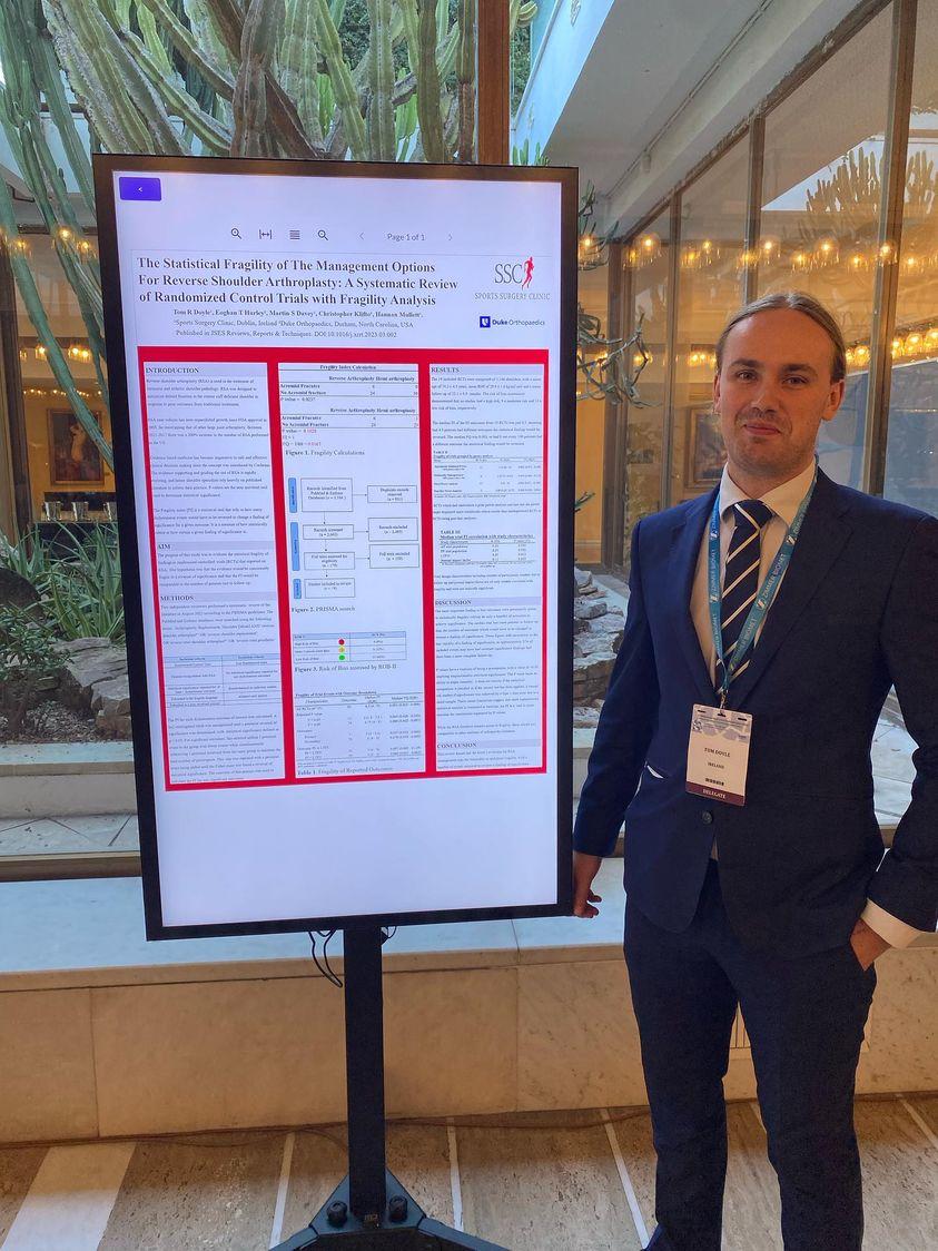 TOM_R_DOYLE's tweet photo. Great to present my master's thesis on reverse shoulder arthroplasty at #icses2023 in Rome as well as other work from our Santry group and international collaborations @martindaveymd @eoghanthurley @Shoulderdoc007 @SSCSantry https://t.co/izCx82FiAw