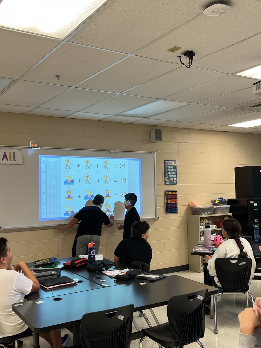 Using puzzles from <a href="/solvemoji/">Solvemoji</a> to review working with variables! <a href="/ProrokLeads/">Daniel Prorok</a> <a href="/MrsHalperEDU/">Dana Halper</a>  #Jerlingstrong