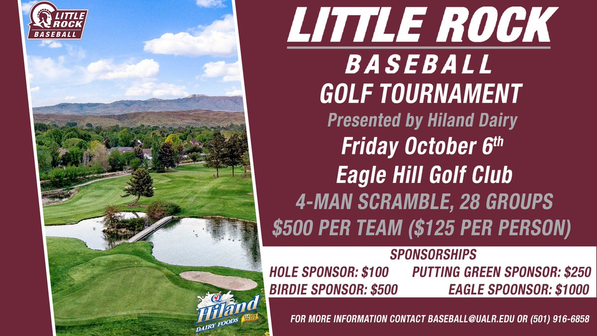 The Little Rock Baseball Golf Tournament is now open for registration! Use this link to sign up: bit.ly/463bJDg