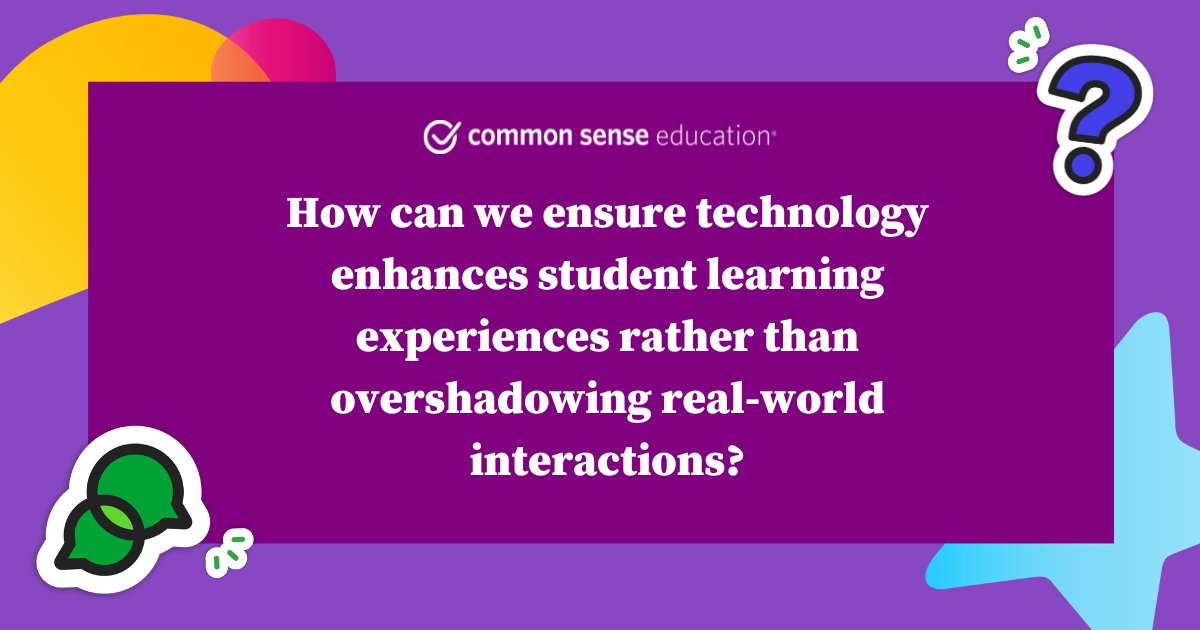 CommonSenseEd's tweet photo. Hey educators! How can we ensure technology enhances student learning experiences rather than overshadowing real-world interactions?
Share your thoughts & expertise below! ππ½
#QOTD #BalancedTech https://t.co/TnHFROjCkL