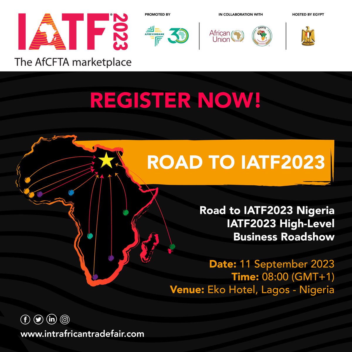 🌐 Join us for a thought-provoking panel session at the IATF2023 Roadshow.

Our experts will discuss the complexities of Intra-African trade amidst global challenges! 

bit.ly/3RbSRhx 

#AfCFTA