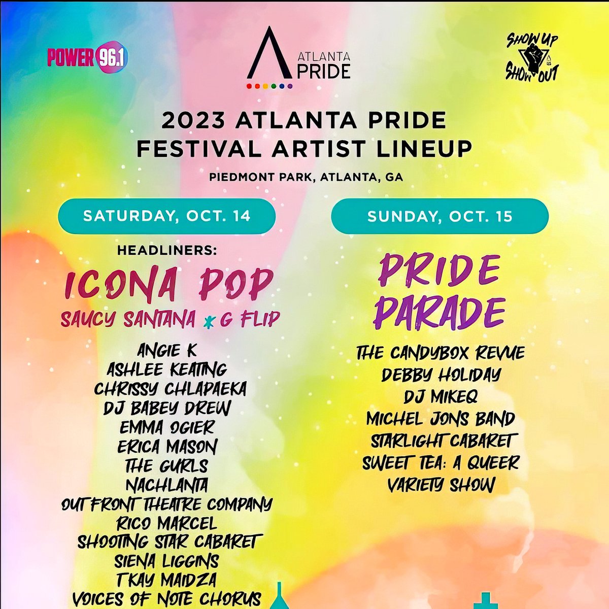 ATLANTA PRIDE COMMITTEE ANNOUNCES ENTERTAINMENT LINEUP FOR 2023 ATLANTA PRIDE FESTIVAL OCTOBER 14 & 15. Sunday, the Starlight Cabaret will close out the weekend with the largest outdoor #dragshow in the country. #StarlightCabaret #AtlantaPride2023 #AtlantaPride #ShowUpShowOut