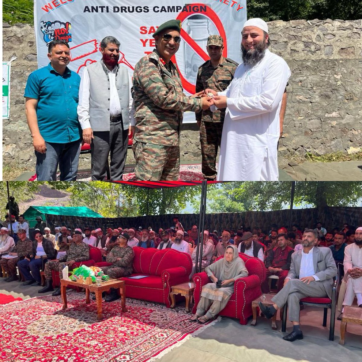 UriGlow22's tweet photo. #AntiNarcotics Campaign organised by #IndianArmy and J&amp;K Rural Devp Soc in #Uri. Religious leaders, professionals &amp; opinion makers participated in event attended by large crowd. Motto of event-achieving a Drug Free Society
@adgpi
@NorthernComd_IA
@ChinarcorpsIA 
@awazebaramulla https://t.co/KQEfutLrj3