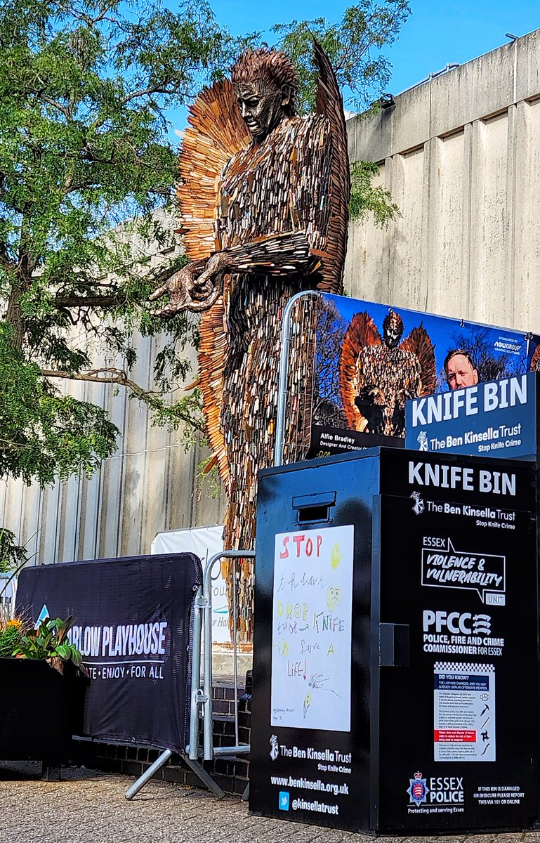 We've funded a new knife bin for #Harlow which is currently next to the visiting #KnifeAngel. The knife bins let residents dispose of unwanted knives and bladed articles anonymously. This bin will be in place for the duration of the Knife Angel visit. <a href="/kinsellatrust/">The Ben Kinsella Trust</a> <a href="/EssexPFCC/">EssexPFCC</a>