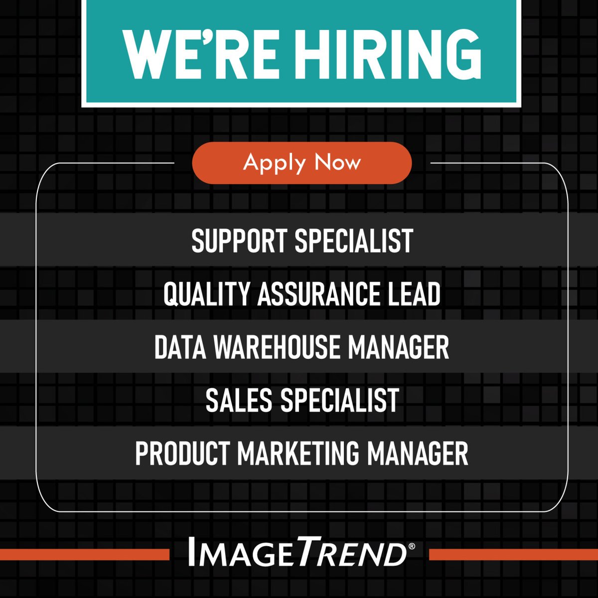 ImageTrend_LLC's tweet photo. At ImageTrend, we welcome new and diverse talent! Check out our current job opportunities and take the next step in your career. #WorkWithUs #ImageTrend #Employment
Learn more & apply today: https://t.co/dqHQtLvUQJ https://t.co/gnR1OHtcig