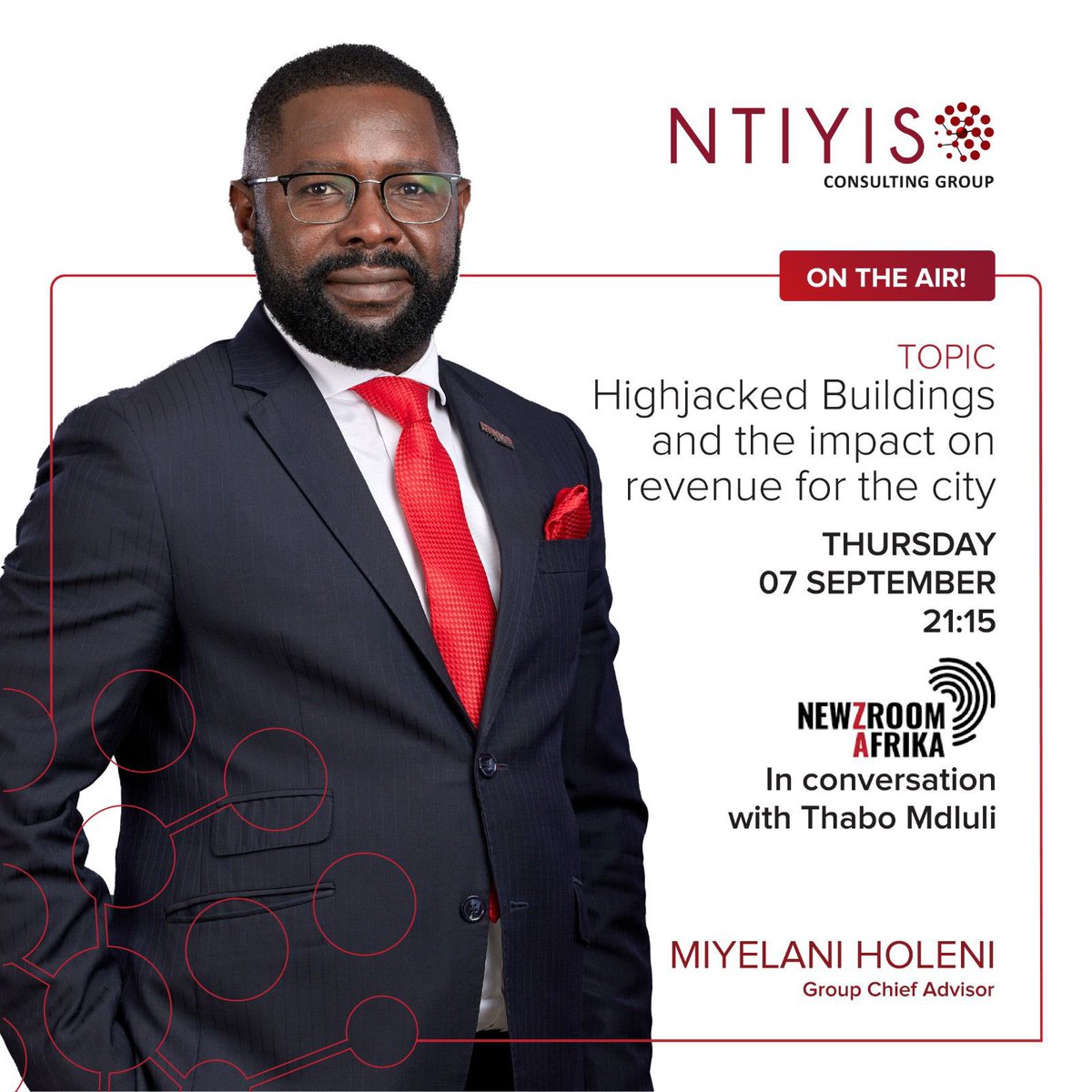NtiyisoConsult's tweet photo. Don't miss out on an enlightening conversation with our GCA Miyelani Holeni about the financial impact of highjacked buildings on our city's revenue.
#UnlockDevelopment https://t.co/xzev7w2vdd