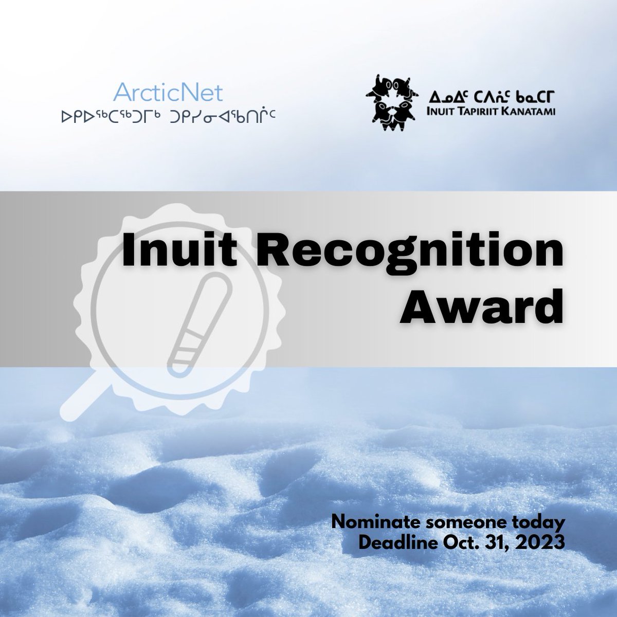 ITK_CanadaInuit's tweet photo. Do you know an Inuk who works in Arctic science or research? 
Nominate them for an @ArcticNet @ITK_CanadaInuit Inuit Recognition Award to be presented at ArcticNet’s Annual Scientific Meeting in Iqaluit in December
Deadline: Oct. 31
https://t.co/LepBrKmP6n https://t.co/hboJuEPslp