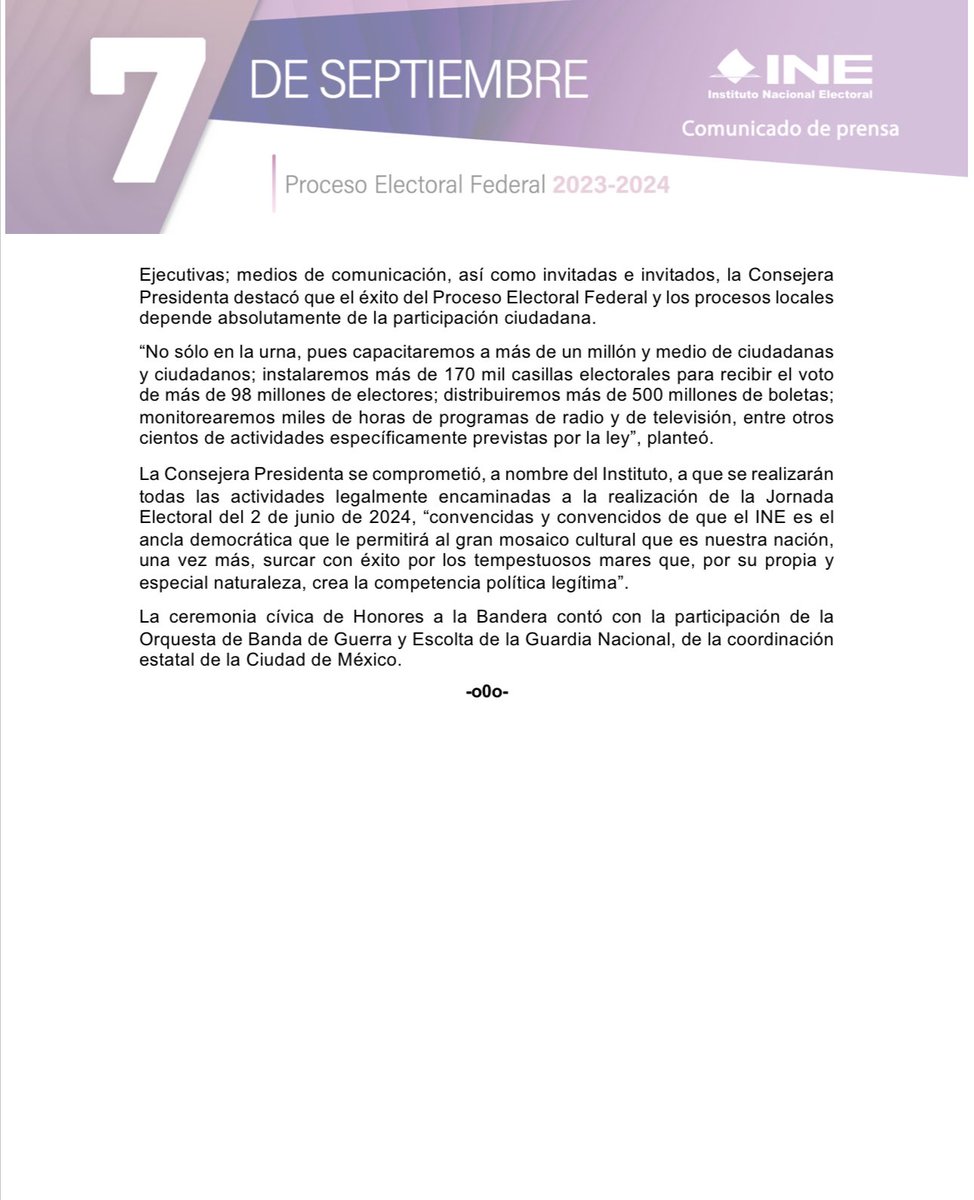 INEMexico's tweet photo. 📝 #BoletínINE | Inicia Proceso Electoral Federal 2023-2024. #Elecciones2024MX https://t.co/RLbsazf9py https://t.co/tiOf0QxWLl