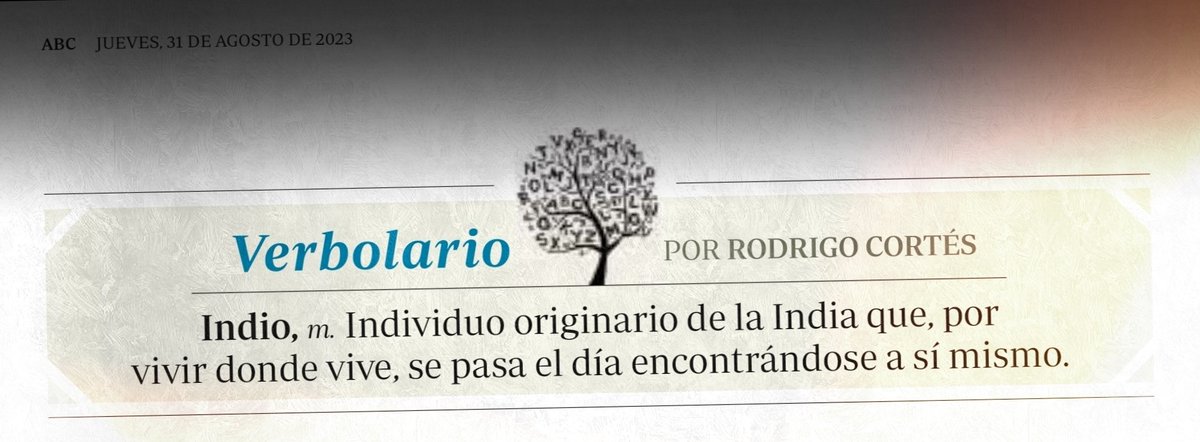 Verbolario (@verbolario) on Twitter photo «Indio»; 31/ago/2023: voz n° MMCMXXXVII <a href="/rodrigocortes/">Rodrigo Cortés</a> «Indio»; 31/ago/2023: voz n° MMCMXXXVII <a href="/rodrigocortes/">Rodrigo Cortés</a>