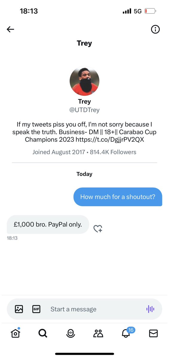 lukestanley03's tweet photo. Bro actually thinks he’s famous.

Replied instantly as well 😂😂😂 https://t.co/BDqtNFGtGv