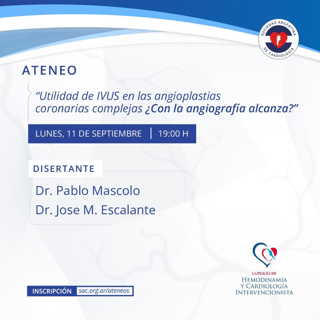 Los invitamos este lunes 11/9 19hs a un nuevo ateneo del Consejo de Hemodinamia y Cardiología Intervencionista.

<a href="/hemodinamiasac/">Consejo Hemodinamia. SAC.</a> <a href="/SAC_54/">Sociedad Argentina de Cardiología</a> @SOLACI3 
sac.org.ar/evento/utilida…