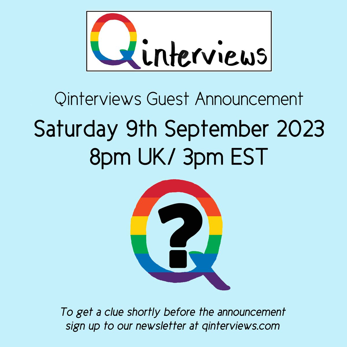 qinterviews's tweet photo. Who's up for a #Qinterviews guest announcement on the weekend?! https://t.co/LNchNAMDAc