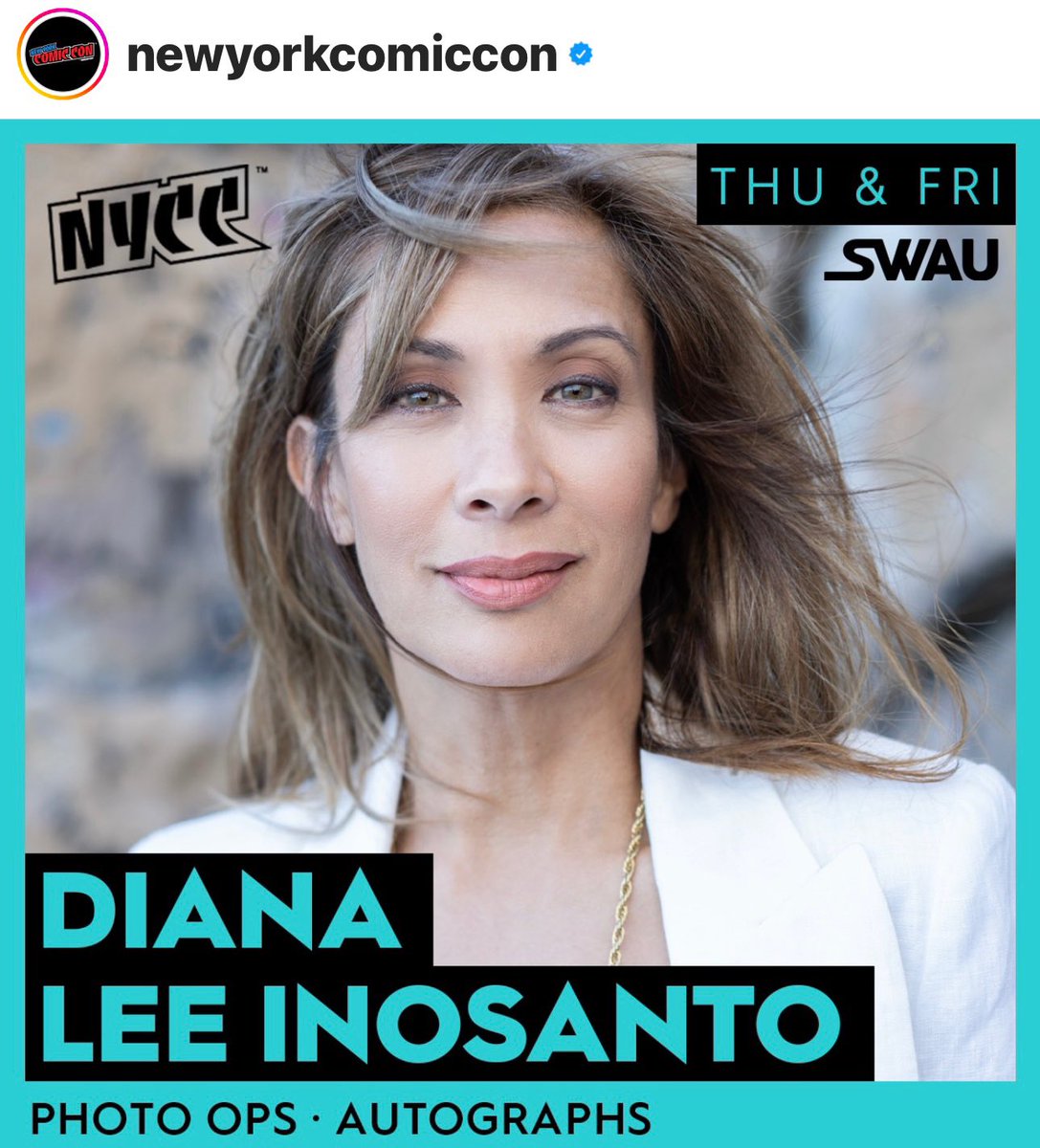 TheRealDLI's tweet photo. I can’t wait to meet everyone😃
First time at #nycomiccon 🌠
🌟I’ll be there
OCTOBER (Thurs) 12th- (Friday) 13th !
https://t.co/v8haFy49Ir
@NY_Comic_Con @swau_official #fangirl myself😁 #comiccon #inosanto #Dianaleeinosanto https://t.co/lIR2Q9RARd