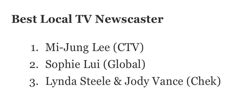 Jody Vance (@jodyvance) on Twitter photo .<a href="/georgiastraight/">Georgia Straight</a> #bestofvancouver results are π€ - congratulations <a href="/mijungleectv/">Mi-Jung Lee μ΄λ―Έμ </a> <a href="/sophielui/">Sophie "I used to have a check mark" Lui | εε©θ¬</a>!! ππ»ππ» <a href="/steeletalk/">Lynda Steele π¨π¦</a> and I love having a seat at this table. #steeleandvance Season 2 starts tonight on <a href="/CHEK_media/">CHEK</a> at 8pm right after <a href="/Jeopardy/">Jeopardy!</a> ππ» .<a href="/georgiastraight/">Georgia Straight</a> #bestofvancouver results are π€ - congratulations <a href="/mijungleectv/">Mi-Jung Lee μ΄λ―Έμ </a> <a href="/sophielui/">Sophie "I used to have a check mark" Lui | εε©θ¬</a>!! ππ»ππ» <a href="/steeletalk/">Lynda Steele π¨π¦</a> and I love having a seat at this table. #steeleandvance Season 2 starts tonight on <a href="/CHEK_media/">CHEK</a> at 8pm right after <a href="/Jeopardy/">Jeopardy!</a> ππ»