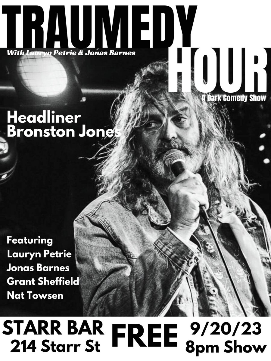 The Traumedy Hour NYC (@traumedyhournyc) on Twitter photo New Room. New Night. New Headliner.
<a href="/BronstonJones/">Bronston Jones</a> Headlines! Featuring <a href="/TheLaurynPetrie/">Lauryn Petrie</a> <a href="/grantsheffield/">Grant Sheffield</a> <a href="/NatTowsen/">nat towsen</a>
9/20 at 8pm. Reserve Now!
thetraumedyhoursept.eventbrite.com New Room. New Night. New Headliner.
<a href="/BronstonJones/">Bronston Jones</a> Headlines! Featuring <a href="/TheLaurynPetrie/">Lauryn Petrie</a> <a href="/grantsheffield/">Grant Sheffield</a> <a href="/NatTowsen/">nat towsen</a>
9/20 at 8pm. Reserve Now!
thetraumedyhoursept.eventbrite.com