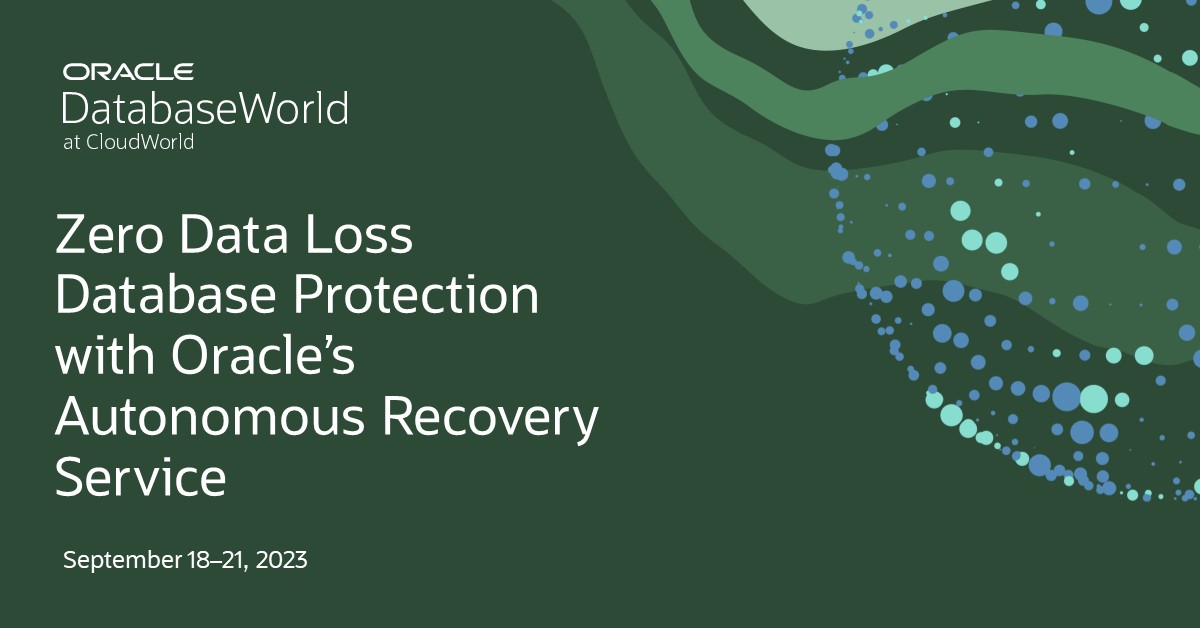 OracleExadata's tweet photo. Want to improve your #OracleDatabase backup and recovery but don’t have the budget? No problem, #Oracle Recovery Service is simple, affordable, and protects #database transactions in real-time. Attend the session at #CloudWord to learn more https://t.co/Bjr7BnQCbv https://t.co/tOWQCNZJri