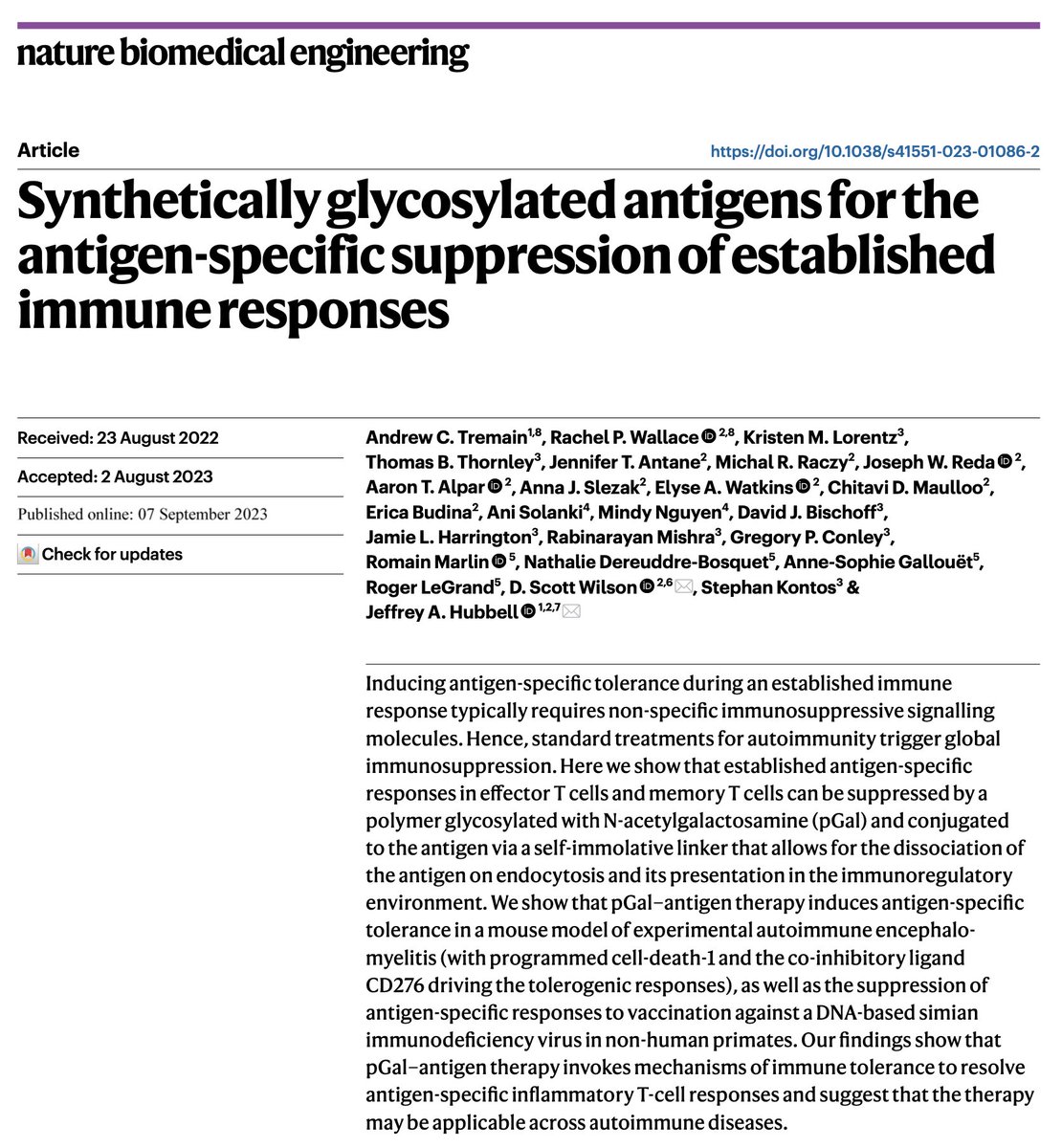 Synthetically glycosylated antigens for the antigen-specific suppression of established immune responses

rdcu.be/dlAo1