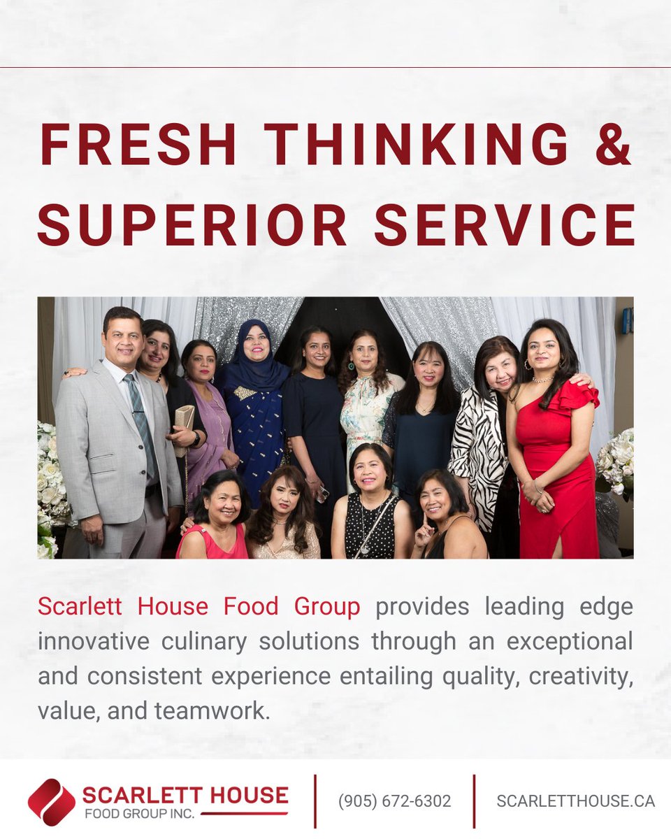 Our dedicated team is fueled by passion, creativity, and a commitment to bringing you the finest food solutions. 

From kitchen to table, we're here to serve excellence with every bite! 

#BehindTheFlavours #ScarlettHouse #MississaugaON