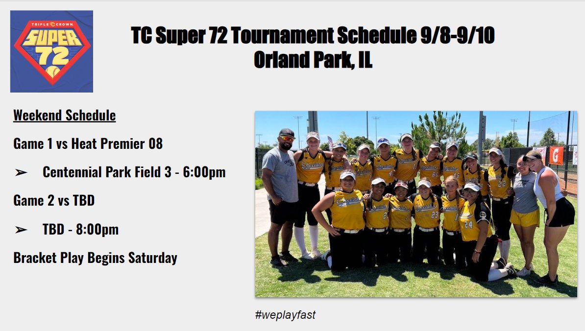 Chicago Cheetahs Connolly (@mccheetahs) on Twitter photo Come check us out this weekend <a href="/triplecrownspts/">Triple Crown Sports</a> Super 72 Tournament! <a href="/SbCheetahs/">Chicago Cheetahs Organization</a> <a href="/D1Softball/">D1Softball</a> <a href="/NCAASoftball/">NCAA Softball</a> <a href="/BoostSoftball/">Recruiting Boost Softball</a> <a href="/CoastRecruits/">Coast 2 Coast Recruits</a> <a href="/SBRRetweets/">Softball Recruiting Reposts</a> <a href="/B1Gsoftball/">Big Ten Softball</a> <a href="/ACCsoftball/">ACC Softball</a> Come check us out this weekend <a href="/triplecrownspts/">Triple Crown Sports</a> Super 72 Tournament! <a href="/SbCheetahs/">Chicago Cheetahs Organization</a> <a href="/D1Softball/">D1Softball</a> <a href="/NCAASoftball/">NCAA Softball</a> <a href="/BoostSoftball/">Recruiting Boost Softball</a> <a href="/CoastRecruits/">Coast 2 Coast Recruits</a> <a href="/SBRRetweets/">Softball Recruiting Reposts</a> <a href="/B1Gsoftball/">Big Ten Softball</a> <a href="/ACCsoftball/">ACC Softball</a>