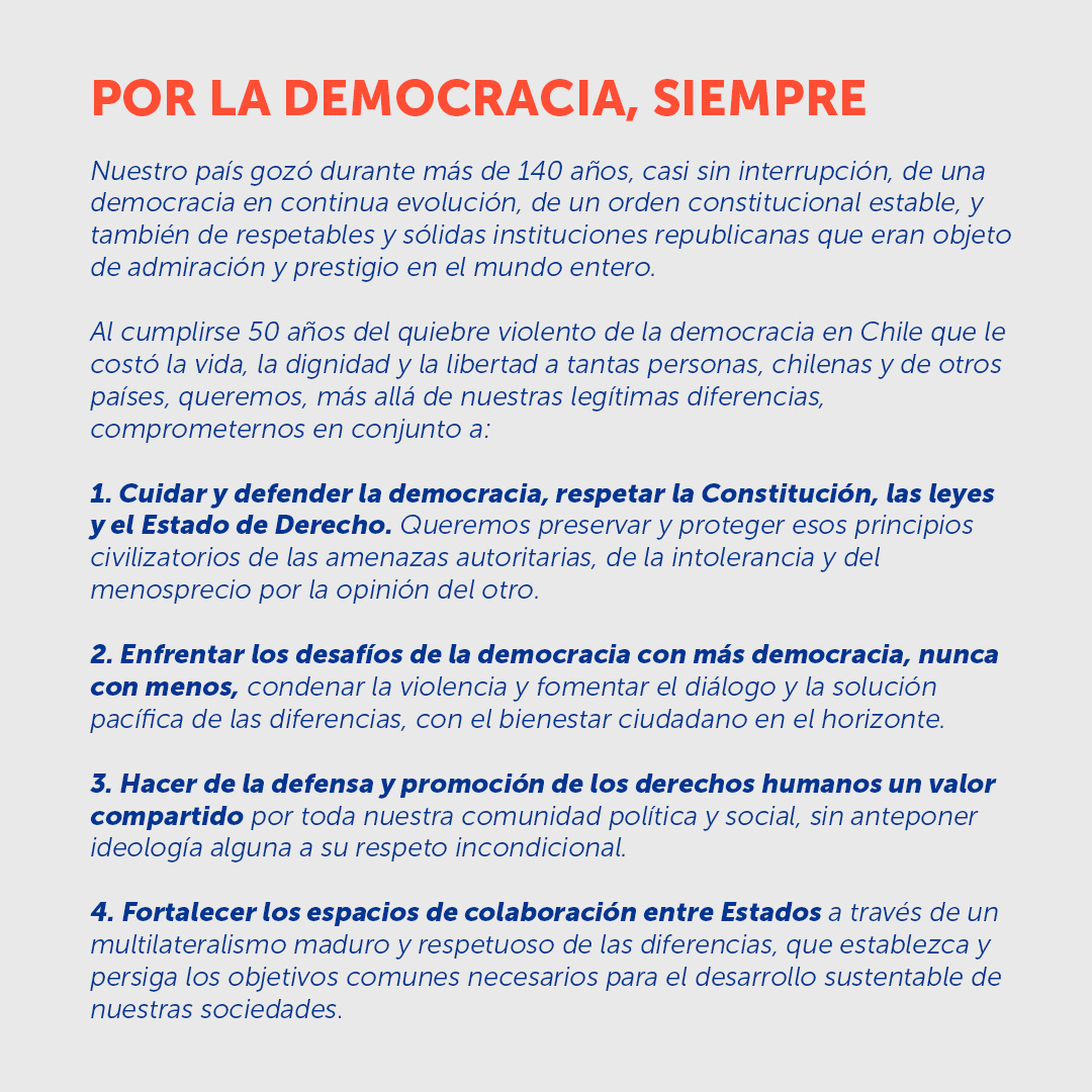 Archivo20222026's tweet photo. 🇨🇱 Ex Presidentes de la República Eduardo Frei Ruiz-Tagle, Ricardo lagos Escobar, Michelle Bachelet Jeria, Sebastián Piñera Echenique y el Presidente @GabrielBoric, suscriben compromiso #DemocraciaSiempre https://t.co/SN3rAt0uXb