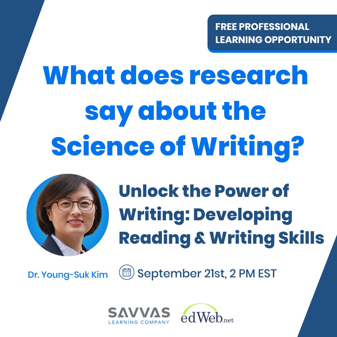 📖 Join researcher and literacy expert Dr. Young-Suk Kim for a special live session as part of our #ScienceofReading webinar series. ➡️ Register free today: ow.ly/cBBZ50PGxfr 

#edchat #elachat <a href="/YoungSukKim19/">Young-Suk Kim</a> <a href="/edwebnet/">edWeb.net</a>