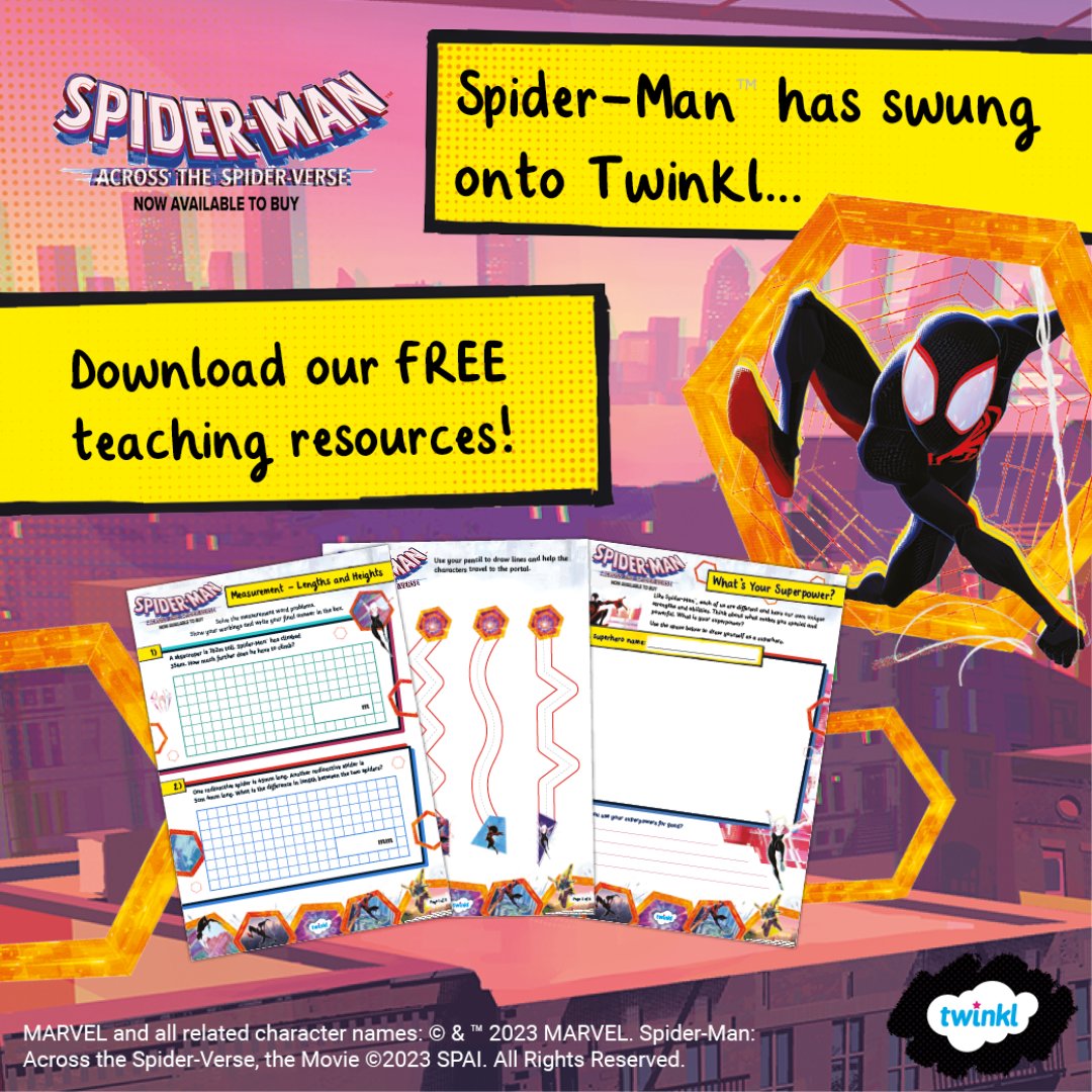🕷️TWINKL EXCLUSIVE! 🕷️

THE educational superhero is now at Twinkl!

We've spun our web wide to create this exclusive collection of SPIDER-MAN™: ACROSS THE SPIDER-VERSE resources. 

Download FREE here 👉 twinkl.com/l/13z8s5

#SpiderVerse #freebies #teachersoftwitter