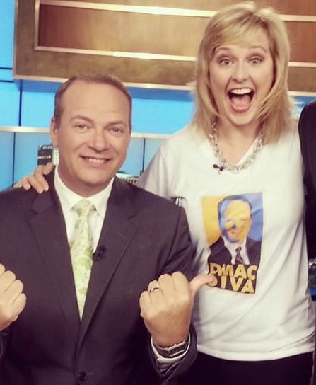 So … this is a few years back when @staceybrotzel forced me to get up early for the morning show. Fast forward & it’s time to get a partner! Starting September 25th @630ched This Morning with Stacey Brotzel and Daryl McIntyre. A “Brotzel Bro” t-shirt??? #yegmedia #yeg
