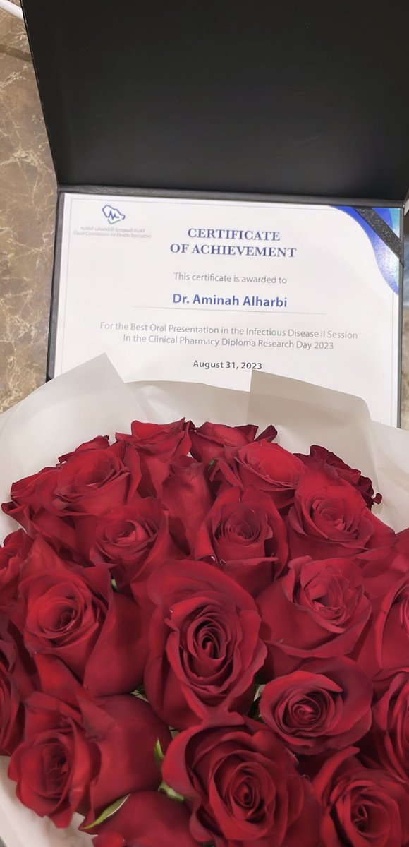 Aminah459's tweet photo. ❤️❤️الحمدلله

My residency research won the best oral presentation in infectious diseases II along with one of the top 3 presentations.  

I want to thank my preceptor Dr. @AL_MUSAWA_ for the continues support and guidance and to our RPD @Do2ty and all the close supporter ❤️✨ https://t.co/aLGMkOvwHE