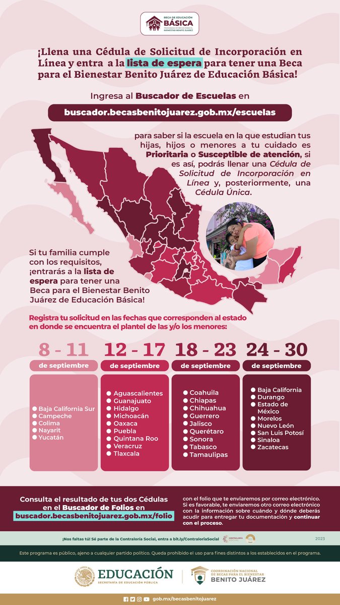 BecasBenito's tweet photo. ¿Quieres que tu familia sea beneficiaria de la Beca de #EducaciónBásica? 👧👦

¡Llena una Cédula de Solicitud de Incorporación en Línea y entra a la lista de espera para tenerla!

Sigue las indicaciones 👇

⚠️ Revisa cuándo puedes realizar tu solicitud

🔗 https://t.co/V9alNVlTLS https://t.co/sElzobawmp