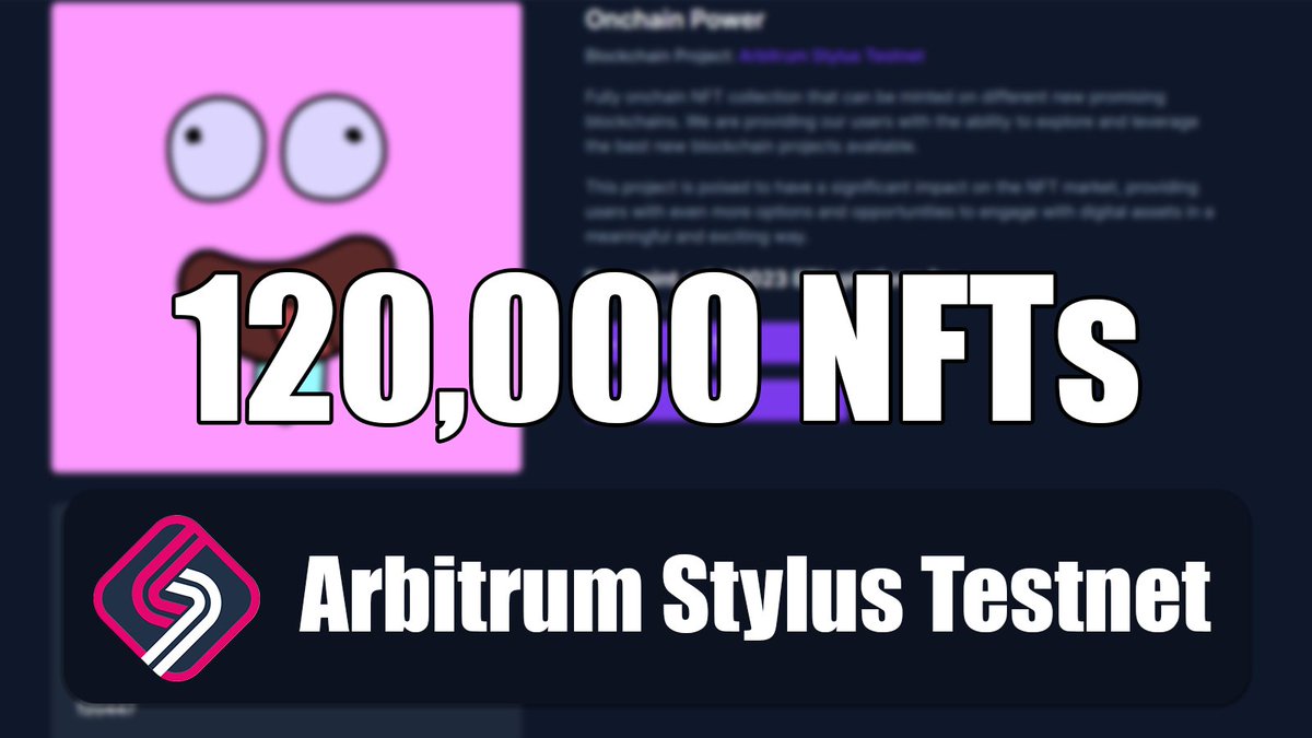 🥳120,000 Onchain Power NFTs are minted out on Arbitrum Stylus Testnet!

You can mint it right now: power.omnibase.xyz/arbitrum-stylu…

Also you can mint #LayerZero powered Multichain Power NFTs on #Arbitrum and #arbitrumnova chains: power.omnibase.xyz/layerzero-mult…

#ArbitrumAirdrop #Stylus
