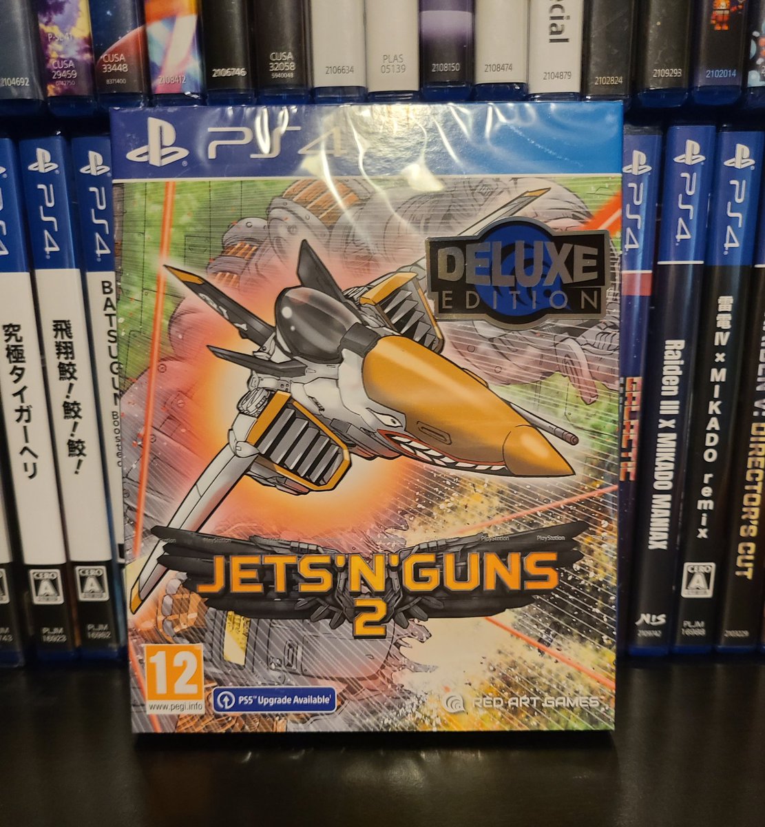 Jets 'n' guns 2. The newest shmup from Red Art Games. The artstyle is gorgeous. Can't wait to try it out!