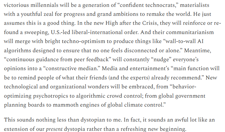 DBSW15's tweet photo. Great analysis on the China technocracy model from N.S. Lyons. Majority of young Westerners like these new systems, as the older generations allow it via 'at least we are not China' delusions.
https://t.co/bmhni3wwAU

Detailed analysis on 'we're not China'
https://t.co/GY3r5UaQEV https://t.co/4qCI9rxW6X