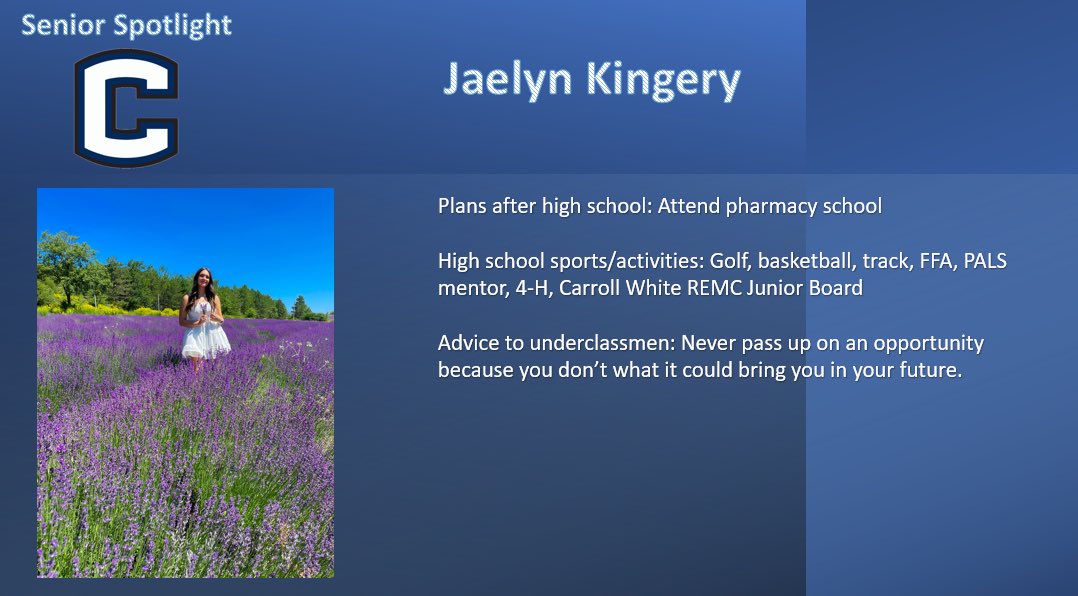 It’s SENIOR NIGHT!! 💙 come on out to Green Acres this evening as we play McCutcheon. Senior Recognition at 4:20. Shotgun start at 5 pm. 

Check out our senior spotlights below! #ladycougargolf <a href="/CarrollJrSrHigh/">Carroll Athletics</a>