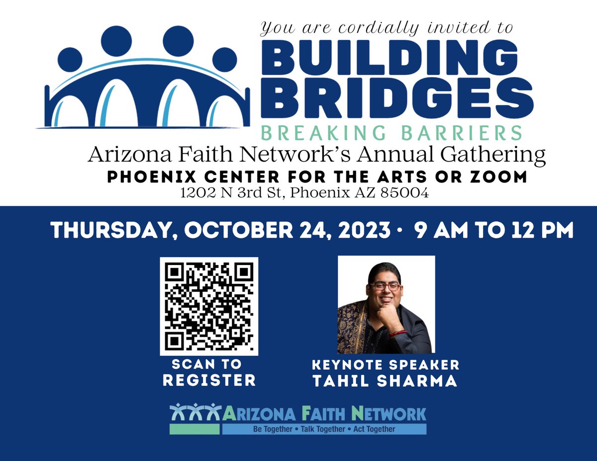 You are cordially invited to: AFN's Annual Gathering: Building Bridges, Breaking Barriers

Link✨ arizonafaithnetwork.org/gathering