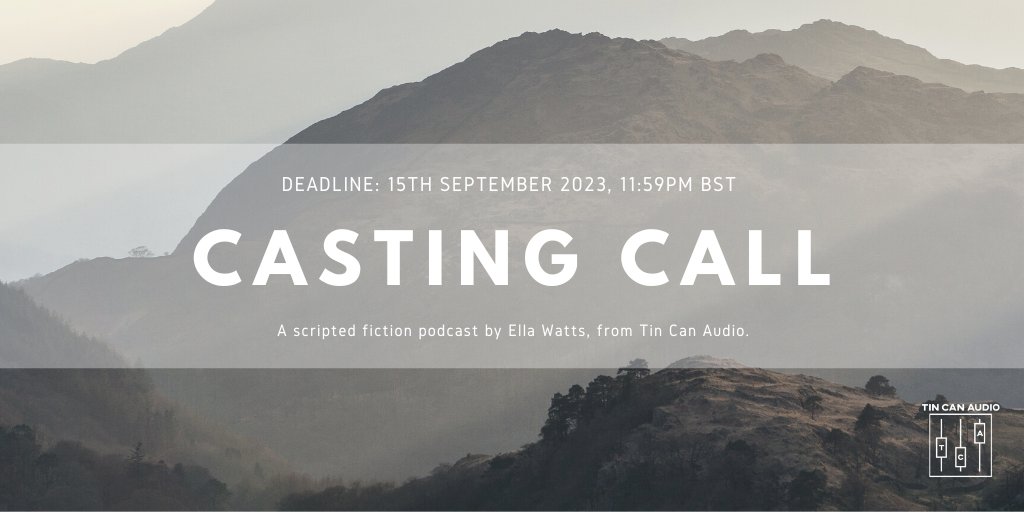Camlann 🔥 (@camlannpod) on Twitter photo We're casting!
Camlann is a post-apocalyptic audio drama inspired by British folklore and Arthuriana, written by <a href="/GejWatts/">Ella is Leaving, Find Me Elsewhere!</a> and produced by <a href="/TinCanAudio/">Tin Can Audio</a>
These are all remote, paid roles. Deadline is 15th September, 11:59pm BST.
Send us your tapes! (More info below 🔗) We're casting!
Camlann is a post-apocalyptic audio drama inspired by British folklore and Arthuriana, written by <a href="/GejWatts/">Ella is Leaving, Find Me Elsewhere!</a> and produced by <a href="/TinCanAudio/">Tin Can Audio</a>
These are all remote, paid roles. Deadline is 15th September, 11:59pm BST.
Send us your tapes! (More info below 🔗)