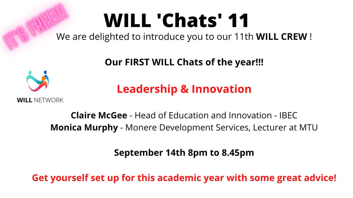 We have had 'pre-chats' with both of our guests....we are in for a TREAT!!!!! passionate, inspiring with a wealth of experience!!! Don't miss out on our 'CHATS' on Leadership & Innovation...!!! Sept 14th at 8pm!!!!!!!! Free!!! zoom.us/meeting/regist…