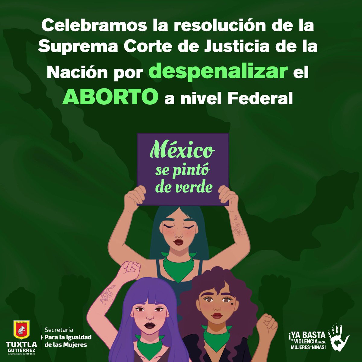 La resolución de la <a href="/SCJN/">Suprema Corte</a> es una medida fundamental para garantizar los derechos humanos de las mujeres en México.

 ¡Arriba la marea verde! 💚💚

#SeptiembreVerde 💚 #abortolegal #AbortoLegalParaTodoMexico #AbortoSeguro