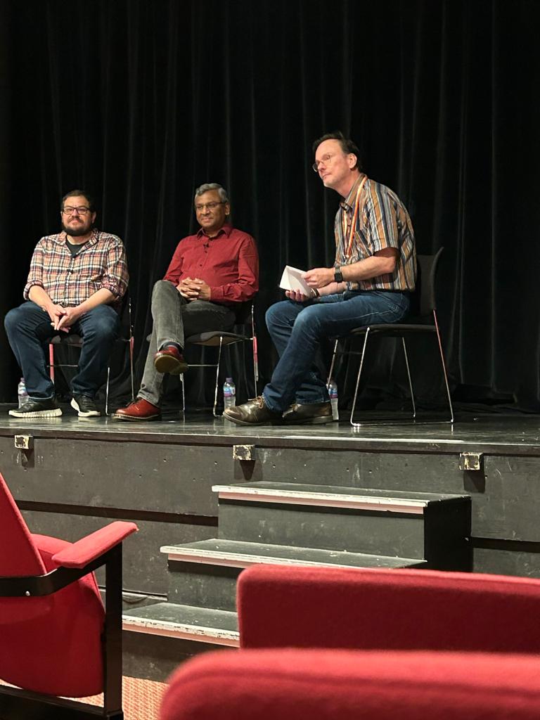 UKRI Research Node on TAS Governance & Regulation (@tas_governance) on Twitter photo Node PI <a href="/sramamoorthy/">S Ramamoorthy</a> and Alex Doumas discussing games computers play, and what that teaches us about human cognition, human-AI teams and other fun topics.
At the AI on Film event as part of the <a href="/InfAtEd/">School of Informatics, The University of Edinburgh</a> 60 Years of AI and CS celebration. Node PI <a href="/sramamoorthy/">S Ramamoorthy</a> and Alex Doumas discussing games computers play, and what that teaches us about human cognition, human-AI teams and other fun topics.
At the AI on Film event as part of the <a href="/InfAtEd/">School of Informatics, The University of Edinburgh</a> 60 Years of AI and CS celebration.