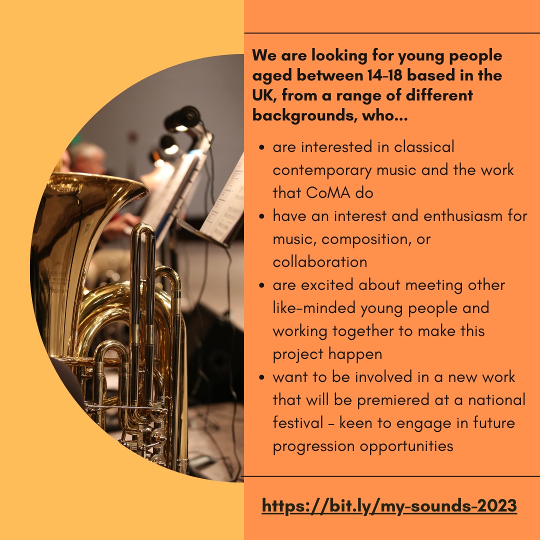 We’re looking for 14-18 yr old curious musicians, performers &amp; sound explorers from across the UK, who would like to find their fellow music lovers and try something completely new! Deadline: Sat 30th Sept 11.59pm

More information and details here: bit.ly/my-sounds-2023