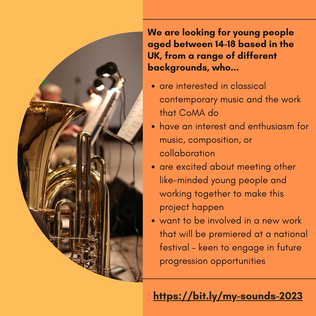 We’re looking for 14-18 yr old curious musicians, performers & sound explorers from across the UK, who would like to find their fellow music lovers and try something completely new! Deadline: Sat 30th Sept 11.59pm More information and details here: bit.ly/my-sounds-2023