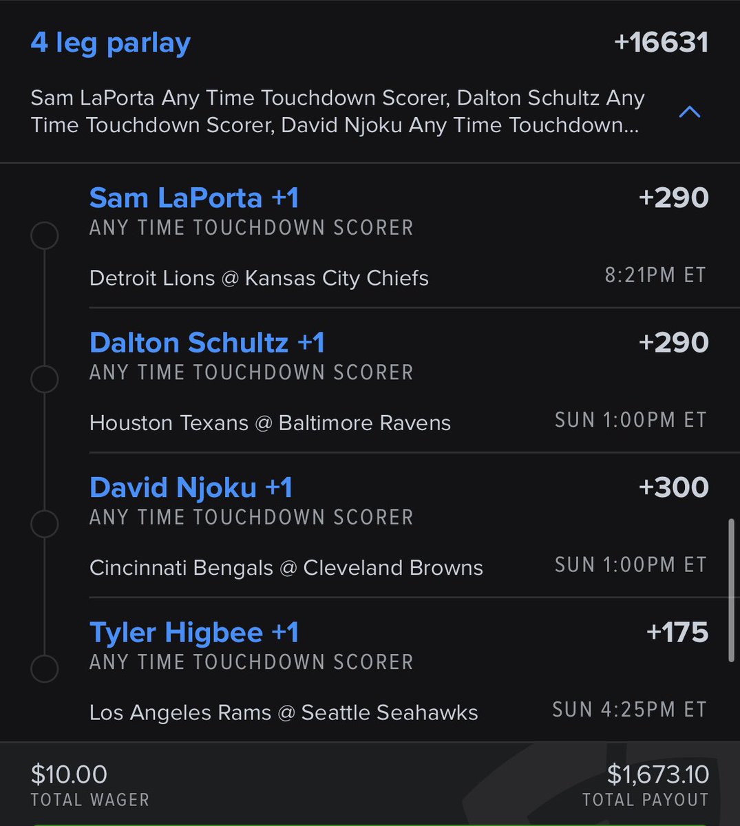 Barry_Bets329's tweet photo. National TE week came early this year 🫢 #GamblingTwitter #GamblingX #NFL #AnytimeTd https://t.co/RQyBEMQ4vD