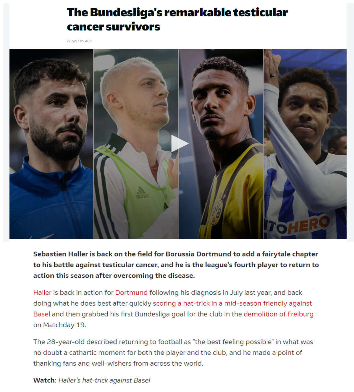 William Makis MD on X: "TURBO CANCER - Bundesliga's remarkable testicular  cancer survivors May 2022 - Timo Baumgartl (26 yo) Jul.2022 - Sebastien  Haller (28 yo) Aug. 2022 - Marco Richter (24