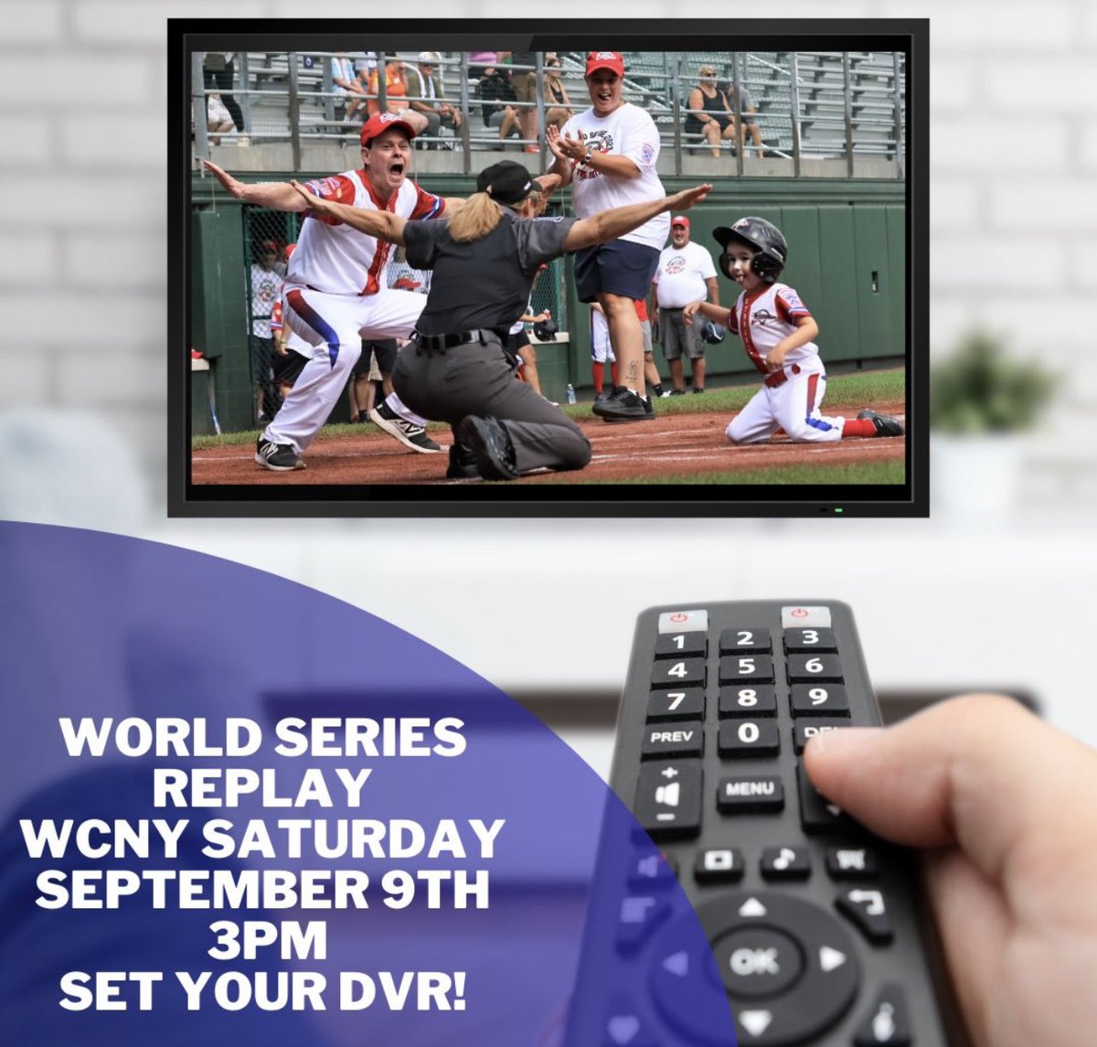 WORLD SERIES REPLAY ON WCNY! If you missed the broadcast of the World Series game on Volunteer Field - WCNY will be rebroadcasting the game THIS Saturday, September 9th at 3pm. Set your DVR for an amazing game!