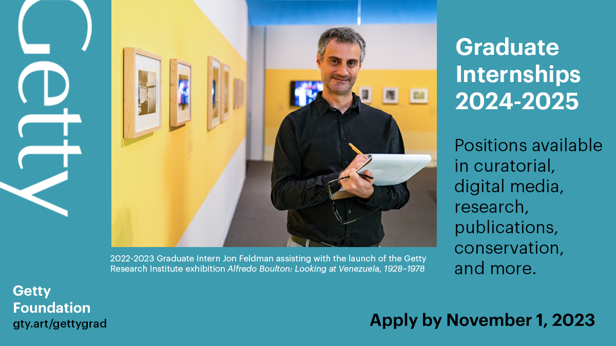GCIConservation's tweet photo. Want to become a 2024-2025 Getty Graduate Intern?

Apply by November 1 at https://t.co/OxHGlZVd8a 

#GettyGrad https://t.co/yfdUIh642y