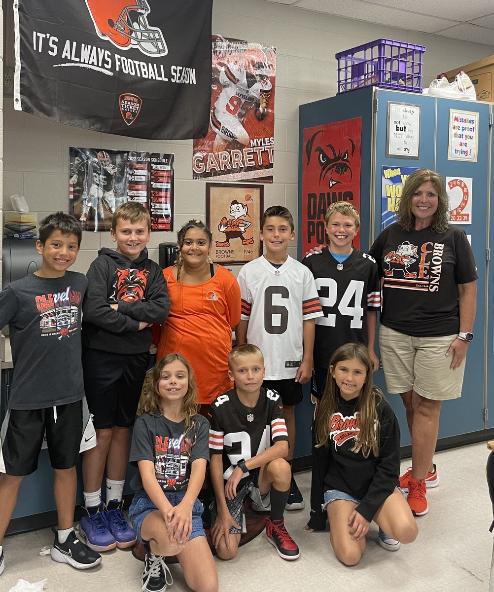 Ms. Maslinski and some football ready Eagles representing the Browns and showing that they are ready for the season to start!
