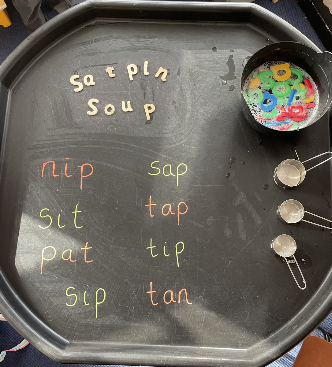 MrsGelston's tweet photo. SATPIN Soup π₯£ #literacy #phonicsgames #sounds #rwi #literacygames #eyfs #eyfsliteracy #readingisfun #love #learning #phonicsforkids #phonicsstars #reading #phonicstuff #tufftray #cvc #waterplay #playistheway #satpin #jollyphonics #cvcfun #p1fun #p1a #cps https://t.co/Vn1vLsRYCA