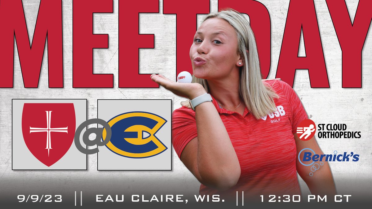 CSB_Athletics's tweet photo. MEET DAY! 
Sponsored by @StCloudOrtho &amp; @bernicks1916 #BennieNation 
📍 Eau Claire, Wis. 
🕛 12:30 p.m. 
📊 https://t.co/bi5p1Ootzl https://t.co/6TQjPqprjA
