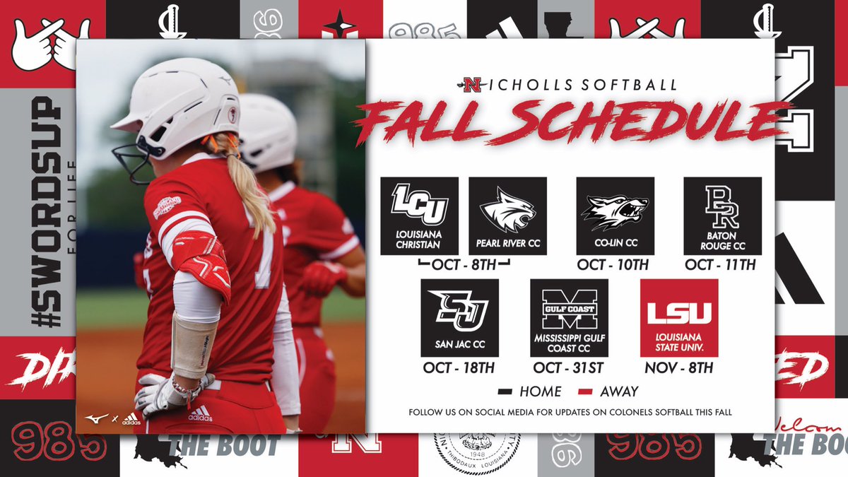 Fall 🍂 is here!

We are excited to announce our 2023 Fall Schedule. Don’t forget to mark your calendar to join us at “The Swann” 

🗓️bit.ly/2023FallSchedu…

#GeauxColonels | #SwordsUp