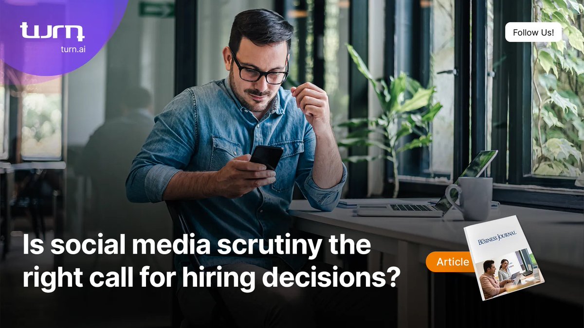 TurnTech_ai's tweet image. 🚫 Is social media scrutiny the right call for hiring decisions?

Let&apos;s delve into it! 🤔 We&apos;ve got insights from an eye-opening article by @TheBusinessJournal.

buff.ly/3ErlLT8

#backgroundchecks #hiringinsights #socialmediahiring #insights